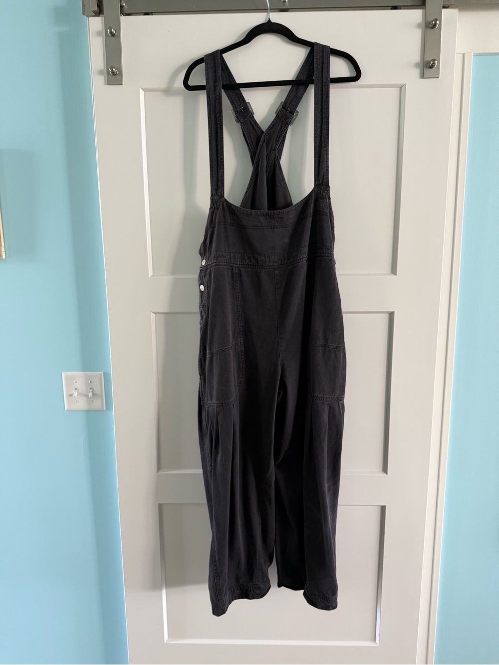 Free People Black Denim Overalls Jumpsuit